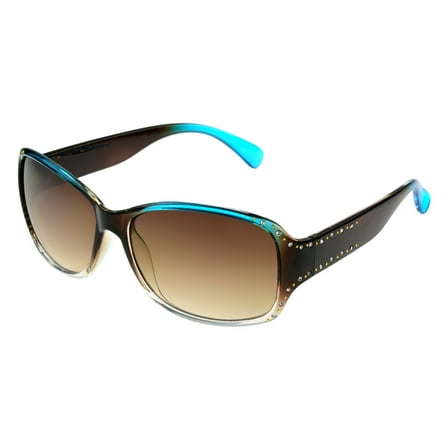 Panama Jack Crystal Studs Sunglasses - Brown & Turquoise, 100% UVA - UVB Sun Protection, Impact Resistant Lenses