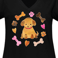 thumbnail image 4 of Inktastic Cute Puppy Valentine with Hearts and Bones Women's Plus Size V-Neck T-Shirt, 4 of 5
