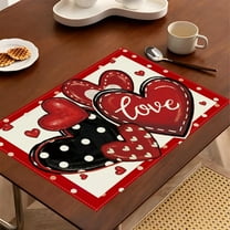 Eolstice Festive Valentine's Day Placemats Set, Decorative Table Printed Mats for Dining and Kitchen, for Parties, Holiday Gatherings, Gift Presentations, Home Decor