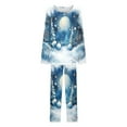 thumbnail image 6 of asdoklhq Button Down Pajamas Women Women Christmas Fashionable and Casual Loose Printed Round Neck Button Up Long Sleeved Pants Pajama Set Multicolor S, 6 of 6