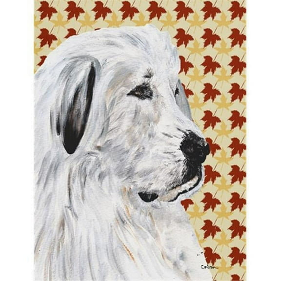 Great Pyrenees Fall Leaves Flag Garden Size