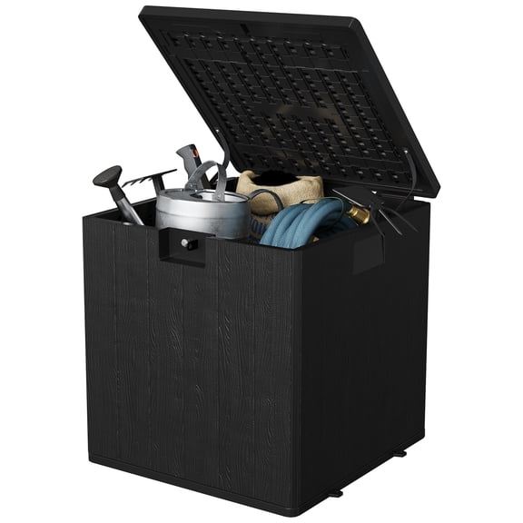 Ataucjin 28 Gallon Outdoor Storage Box, Resin Deck Box Container Lockable Resin Deck Box Indoor and Outdoor Use, Waterproof Patio Deck Storage Box For Package Delivery, Furniture Cushions