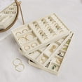 thumbnail image 6 of 4 Pcs Small Velvet Jewelry Organizer, Jewelry Tray for Dresser, Divided Ring Earring Holder, Beige, 6 of 6