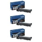 Brother Genuine High Yield Toner Cartridges, TN660, Replacement Black Toner Three Pack