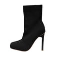 thumbnail image 2 of Women's Stretch Knit Sock Ankle Boots, Square Toe Thin Stiletto High Heel Slip-On Fashion Booties for Party Wedding Daily Outfits Black 43, 2 of 8