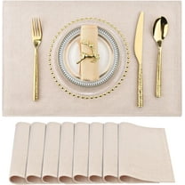 Cloth Placemats Set of 8 - Double Thickened Easy to Clean Linen Style Fabric Placemats - Machine Washable Placemats - Heat Resistant Non-slip Table Mats (Creamy-White, 8)