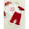thumbnail image 2 of TSEXIEFOOFU Baby Girls Jumpsuits Set Christmas Letter Print Long Sleeves Romper and Casual Flared Pants Headband, 2 of 8