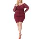thumbnail image 1 of Vestido Bodycon Plus Size Agnes Orinda para Mujer, Off Shoulder, Manga 3/4, Elástico, Con Fruncidos, Mini Vestido 4X Burdeos, 1 of 5