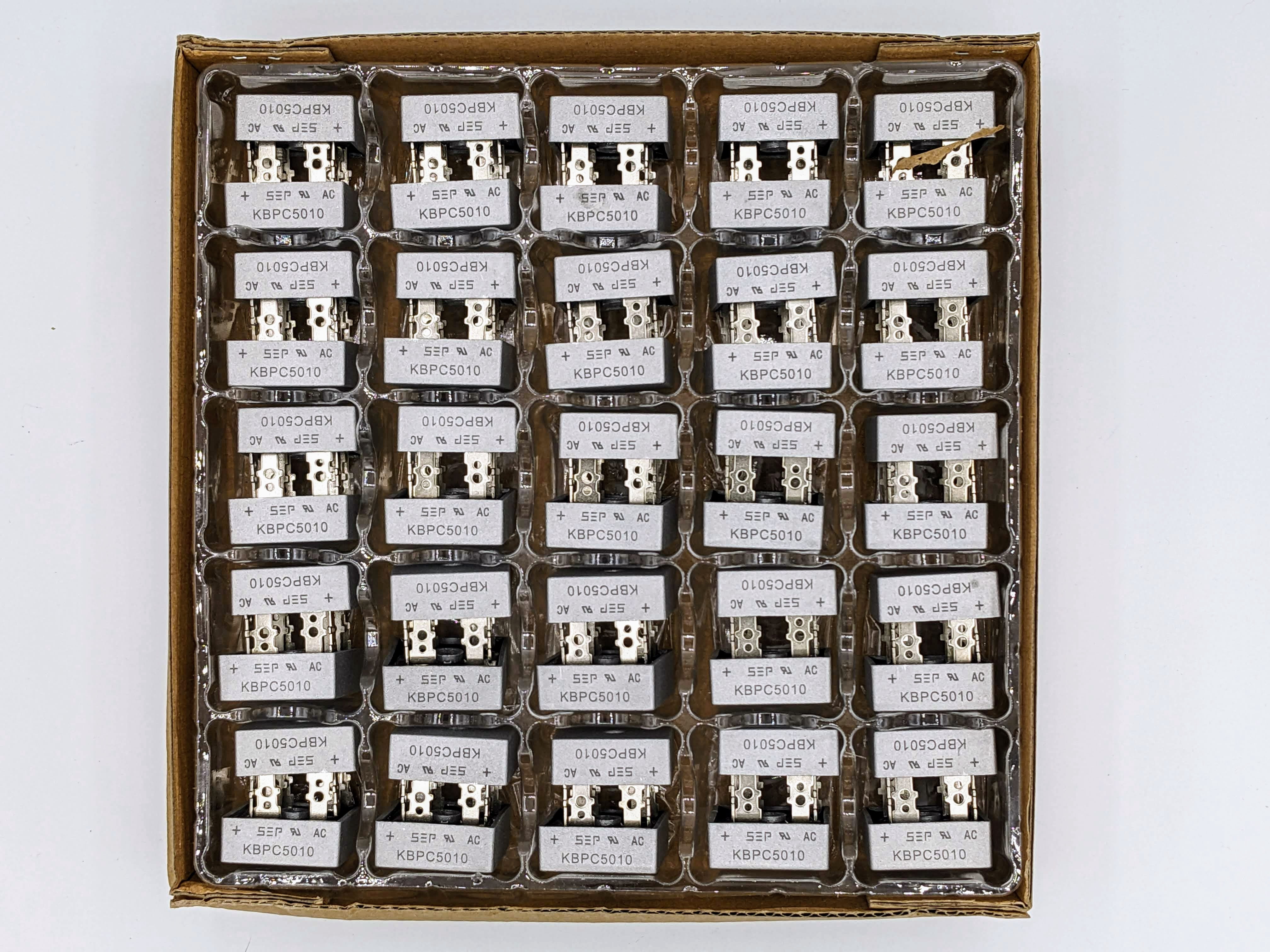KBPC5010 1000V 50A Metal Case Single Phase Diode Bridge Rectifier (Box of 50 Pieces)