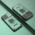 thumbnail image 4 of Compatible with iPhone 16 Plus Stand Case with Slide Camera Cover Military Grade Heavy Duty Rugged Anti-fall Shockproof Protection Built-in Ring Kickstand Hard Back Case Cover,Green, 4 of 7