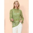 thumbnail image 3 of Women's Long Bell Sleeve Sheer Floral Lace Blouse Tops, 3 of 5