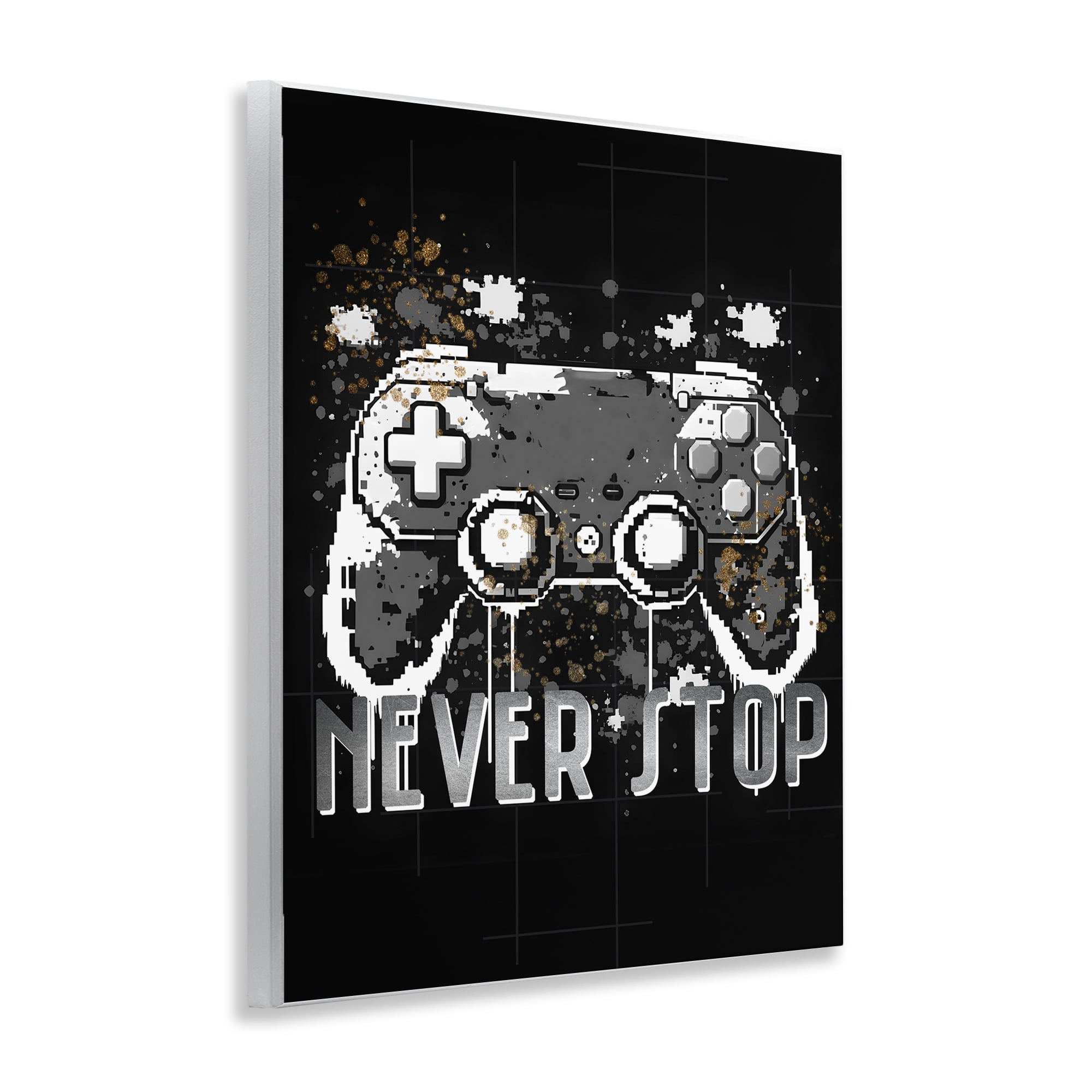 Stupell Industries Never Stop Game Controller Entertainment Painting Unframed Art Print Wall Art, 11 x 14