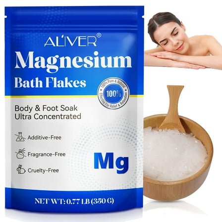 Aliver Magnesium Bath Flakes for Body & Foot Soak, Relaxation and Skin Health, Pure Natural Ultra Concentrated 350g/0.77lb