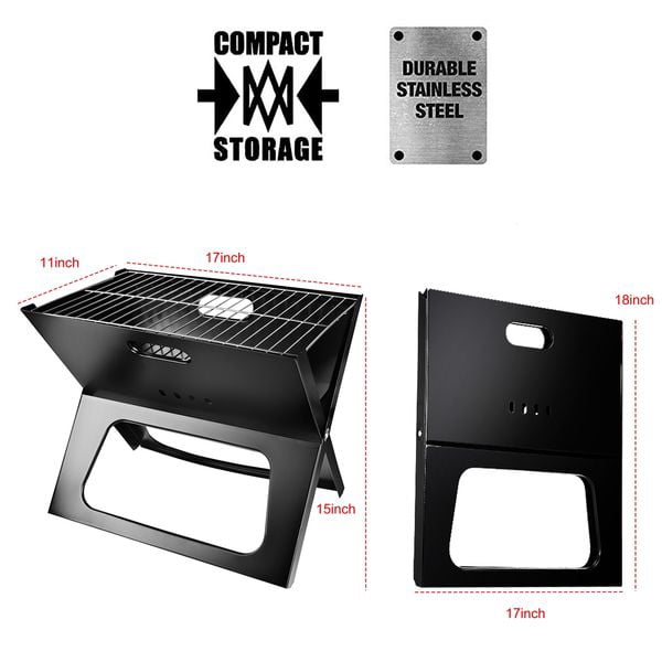 Portable Charcoal Grill Foldable Mini BBQ Grill Tabletop Outdoor Cooking for Camping Picnic