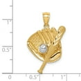 thumbnail image 4 of Finest Gold 14K Yellow & Rhodium Diamond-Cut White Baseball Bat Glove Ball Pendant, 4 of 7