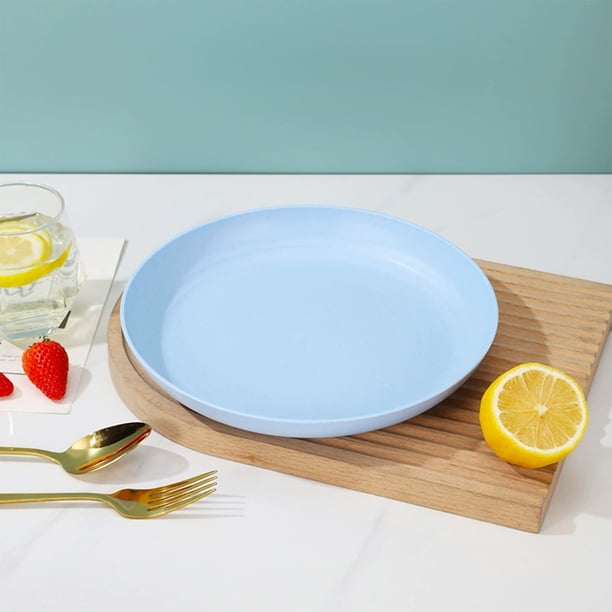 Bandejas de plástico irrompibles para la cena | Reutilizables, aptas para microondas y lavavajillas | Platos ligeros de 15 x 15 cm para cocina, camping y fiestas | Rosa, azul, beige y verde