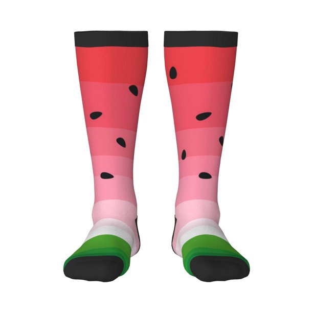 Fotbe Watermelon Calcetas Divertidas Estampadas para Hombre y Mujer, Calcetas de Algodón hasta la Rodilla para Caminar, Correr, Enfermería y Embarazo
