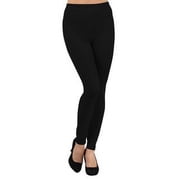 K-Cliffs Womens One Size Casual Solid Color Seamless Fleece Leggings, 95% Polyester, 5% Spandex, Blk