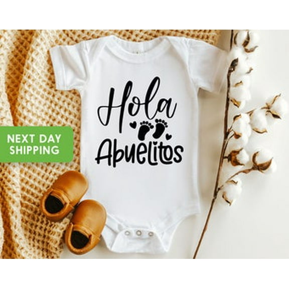 Bella Canvas Hola Abuelitos Anuncio de Bebé Onesie, Spanish Pregnancy Announcement Onesie, Grandparents Announcement Onesie, Futuros Abuelitos Bodysuit