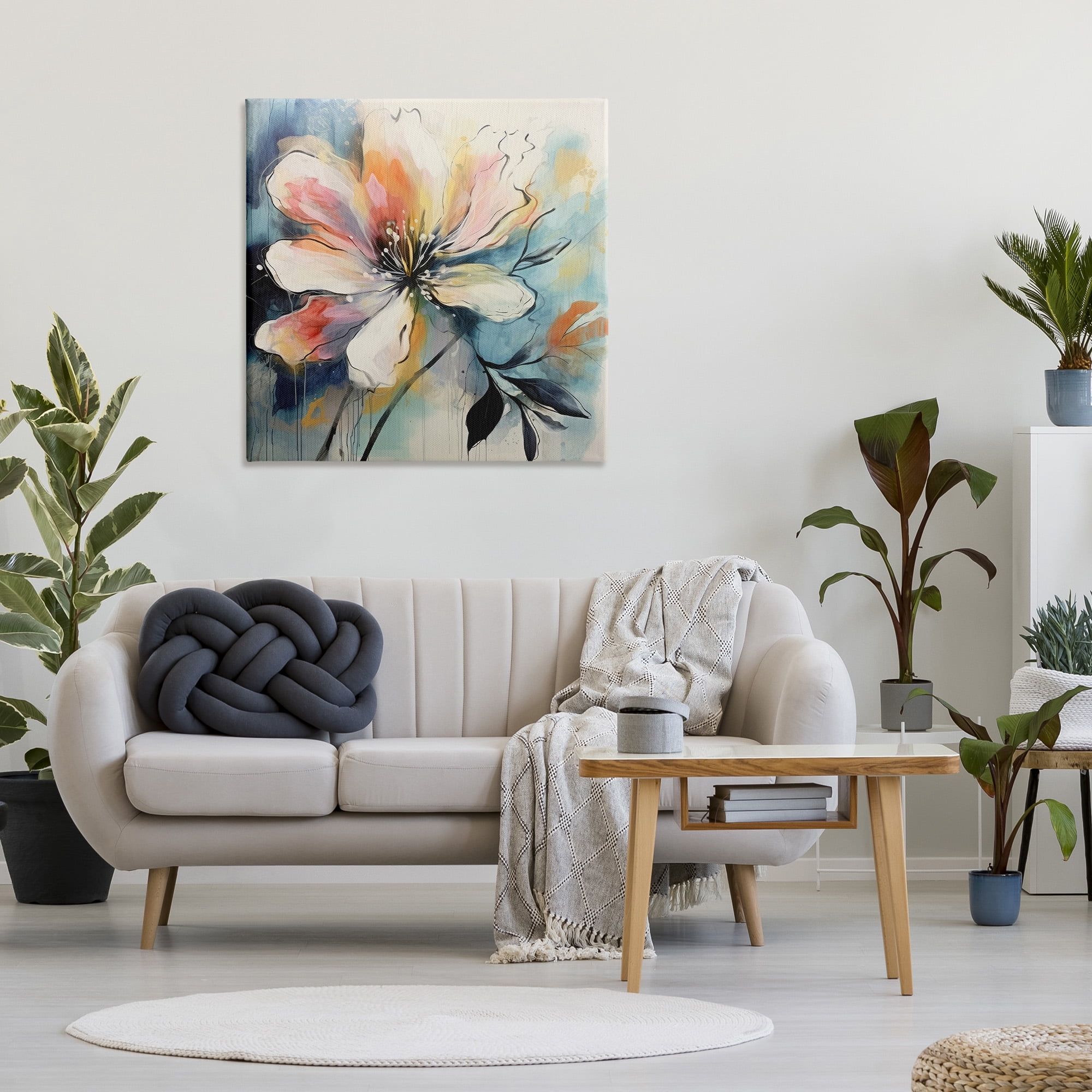 Stupell Industries Modern Pink Blossom Botanical & Floral Painting Gallery Wrapped Canvas Art Print Wall Art, 36 x 36
