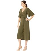 Adrianna Papell Jersey Kimono Jumpsuit Olive Shadow