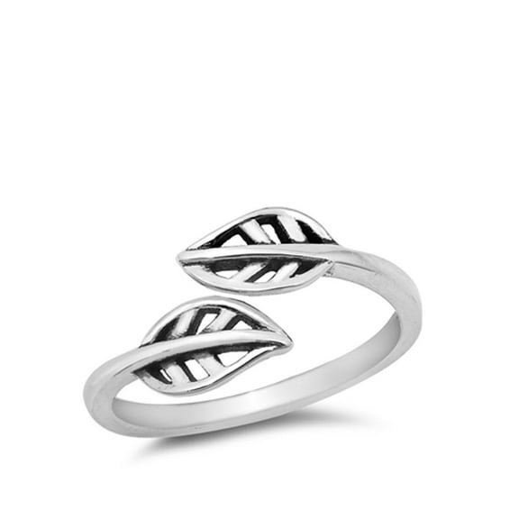 Sterling Silver Open Leaf Wrap Toe Ring Adjustable Midi Spoon Band 925 Jewelry Female Unisex