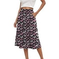 thumbnail image 2 of vigerkar Womens Summer Casual Dress Floral Printed High Waist A Line Ruffle Swing Midi Skirt with Pockets Pink, S, 2 of 6