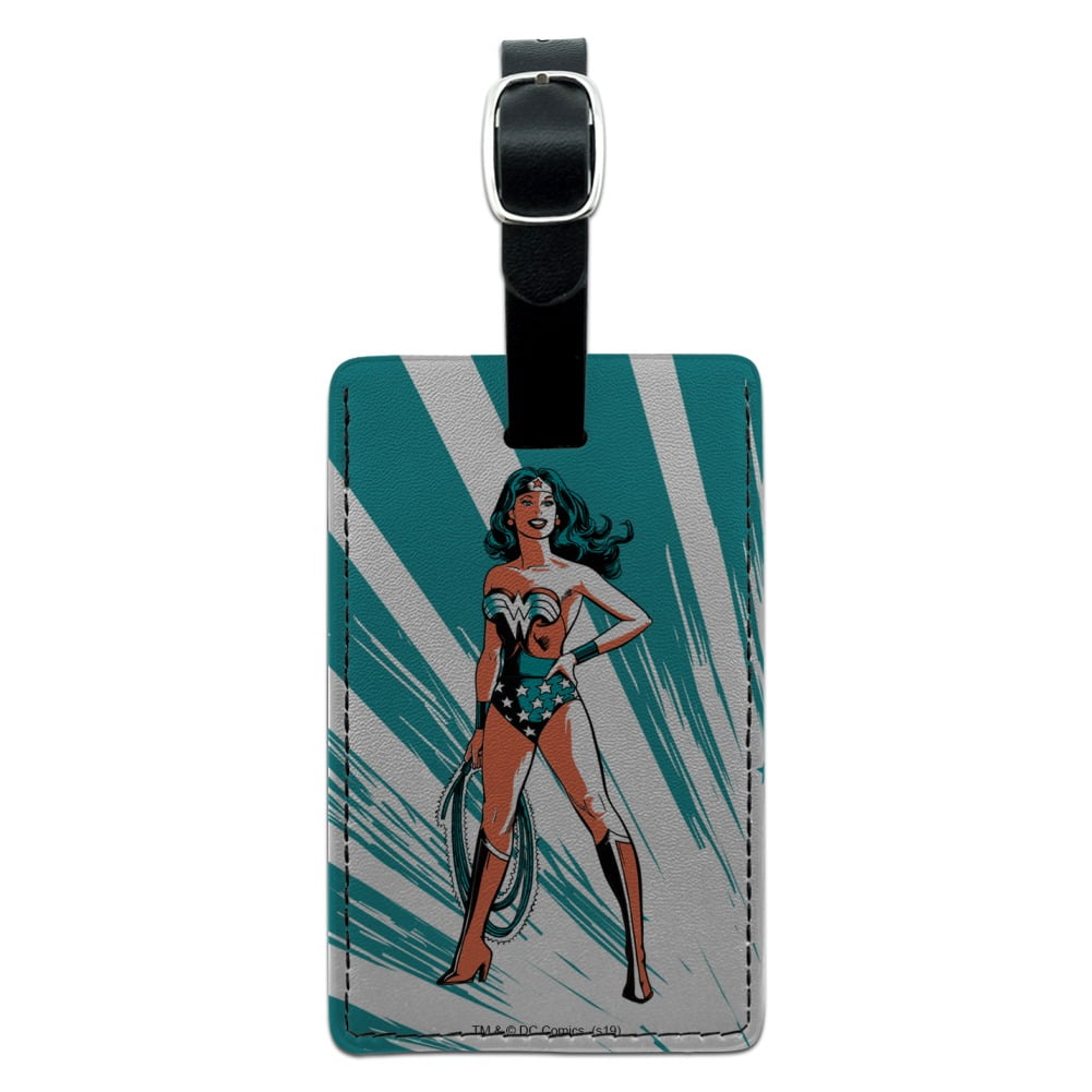 Wonder Woman Flashing Lights Rectangle Leather Luggage Card Suitcase