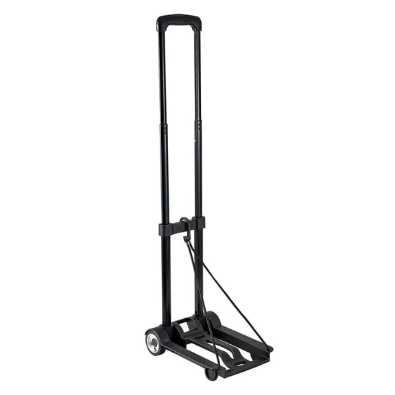 VEVOR Folding Hand Truck, 110 lbs Load Capacity, Collapsible Luggage Cart with 2 Wheels & 1 Elastic Rope, Utility Dolly Platform Cart for Airport Travel Furniture Luggage Office Moving, Black