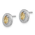 thumbnail image 2 of 925 Sterling Silver Rhod-plated Yellow and White CZ Oval Stud Earrings; for Adults and Teens; for Women and Men, 2 of 3