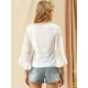 thumbnail image 5 of INSPIRE CHIC Blusa Manga Larga De Encaje Cuello Cuadrado Manga Acampanada Floral Manga 3/4 Para Mujer Blanco S, 5 of 6