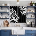 thumbnail image 2 of Coral Black Kitchen Curtains 84 Inch Length, Coastal White Ocean Marine Nautical Beach Grommet Top Bedroom Living Room Curtains, Light Filtering Cafe Curtain Drapes 2 Panels Set 104''x84'', 2 of 9