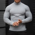 thumbnail image 3 of Neinkie Men Shirt Solid Color Long Sleeves Slim Fit Breathable Basic Soft Half-high Collar Elastic Autumn Tops Men Clothes, 3 of 7