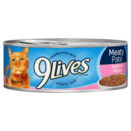 9Lives Meaty Paté Seafood Platter Wet Cat Food, 5.5-Ounce, Pack of 24 cans