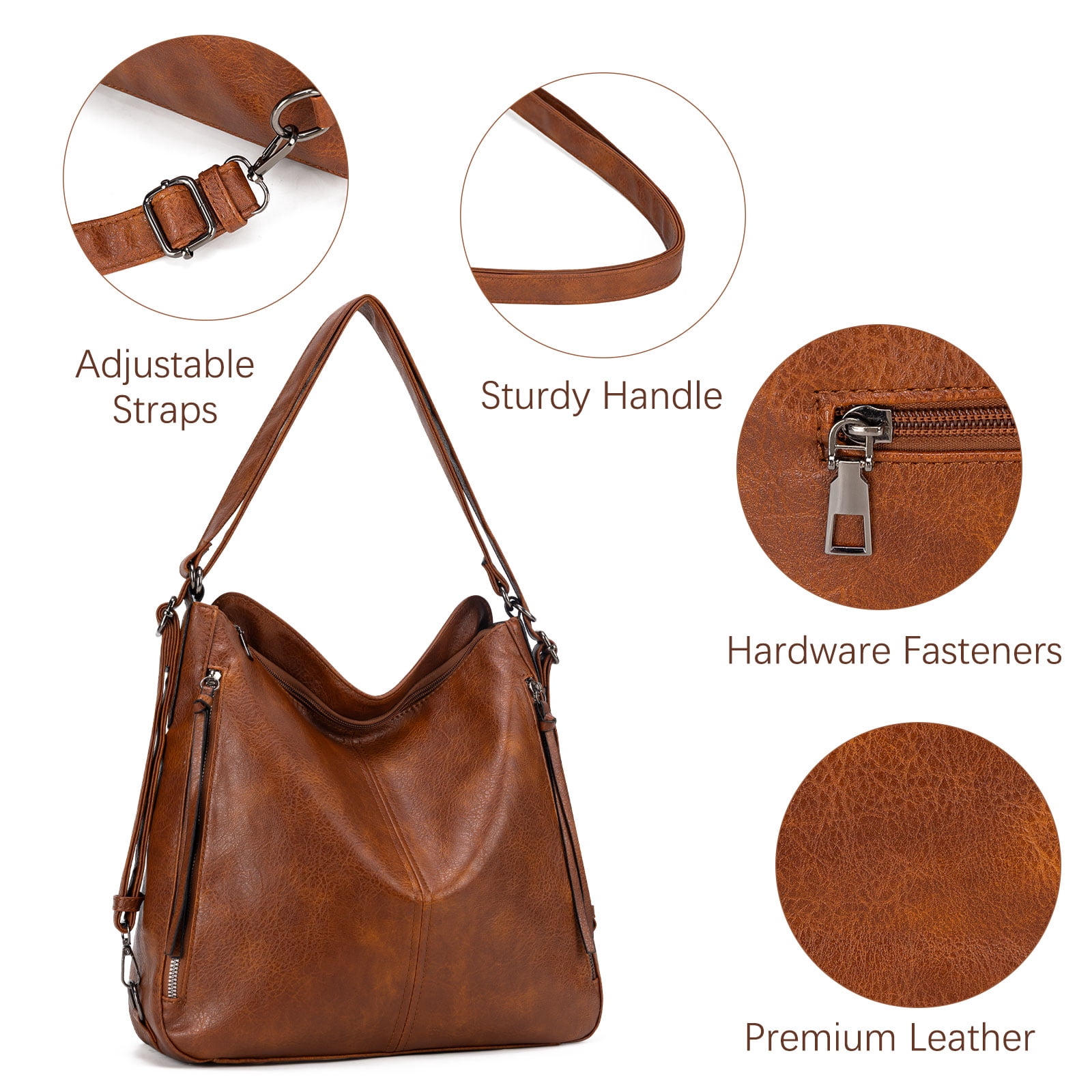 Kabaqoo Leather Shoulder Bag for Women, 3pcs Crossbody Purses Tote Satchel
