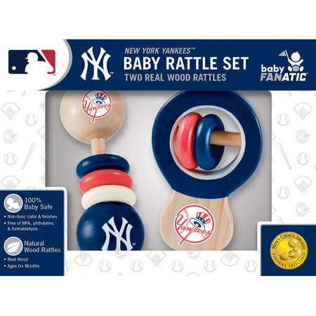 UPC: 0705988816178 | Baby Fanatic Wood Rattle 2 Pack – MLB New York Yankees Baby Toy Set