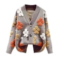 thumbnail image 3 of Wang6 Women Plus Size Long Cardigans Sweaters Trendy Long Sleeve Button Drop Shoulder Knit Sweater Coat Fall Open Front Floral Jacquard Outwear Tops with Pocket Grey One Size, 3 of 6