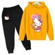 thumbnail image 3 of Conjuntos de sudaderas con capucha de Hello Kitty, conjunto de ropa para niñas de 4 a 14 años, ropa para niñas, camisetas, pantalones, trajes, trajes deportivos, sudaderas con capucha, 3 of 5