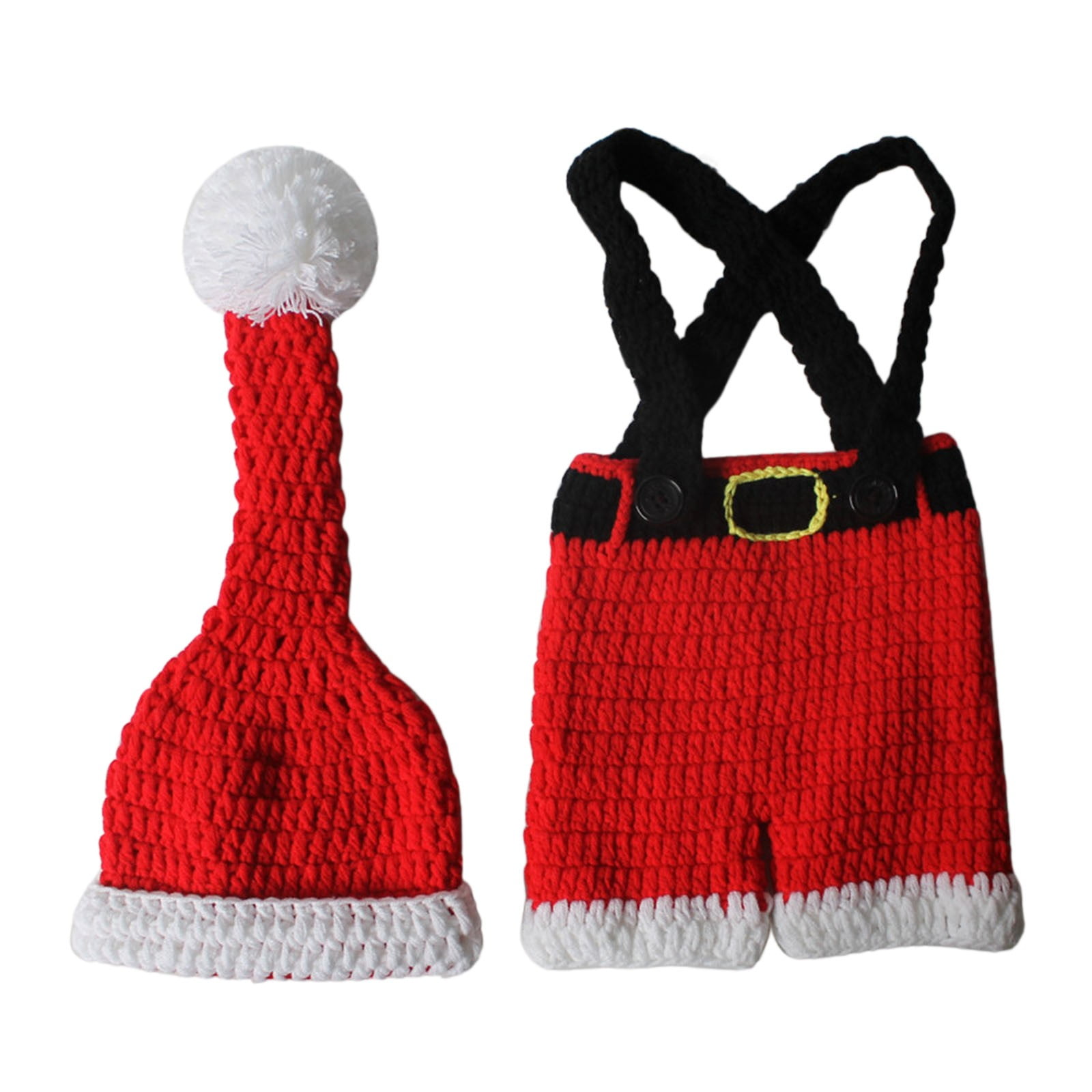 Otqutp Toddler Xmas Outfits Set Baby Girls Boys Props Crochet Christmas Handmade Cute Photograph Clothes Hat Baby Girls Outfits(Red,0-6 Months)