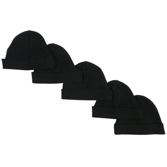 Bambini 031-BLACK-5 Bonnet pour Bébé, Noir - Lot de 5