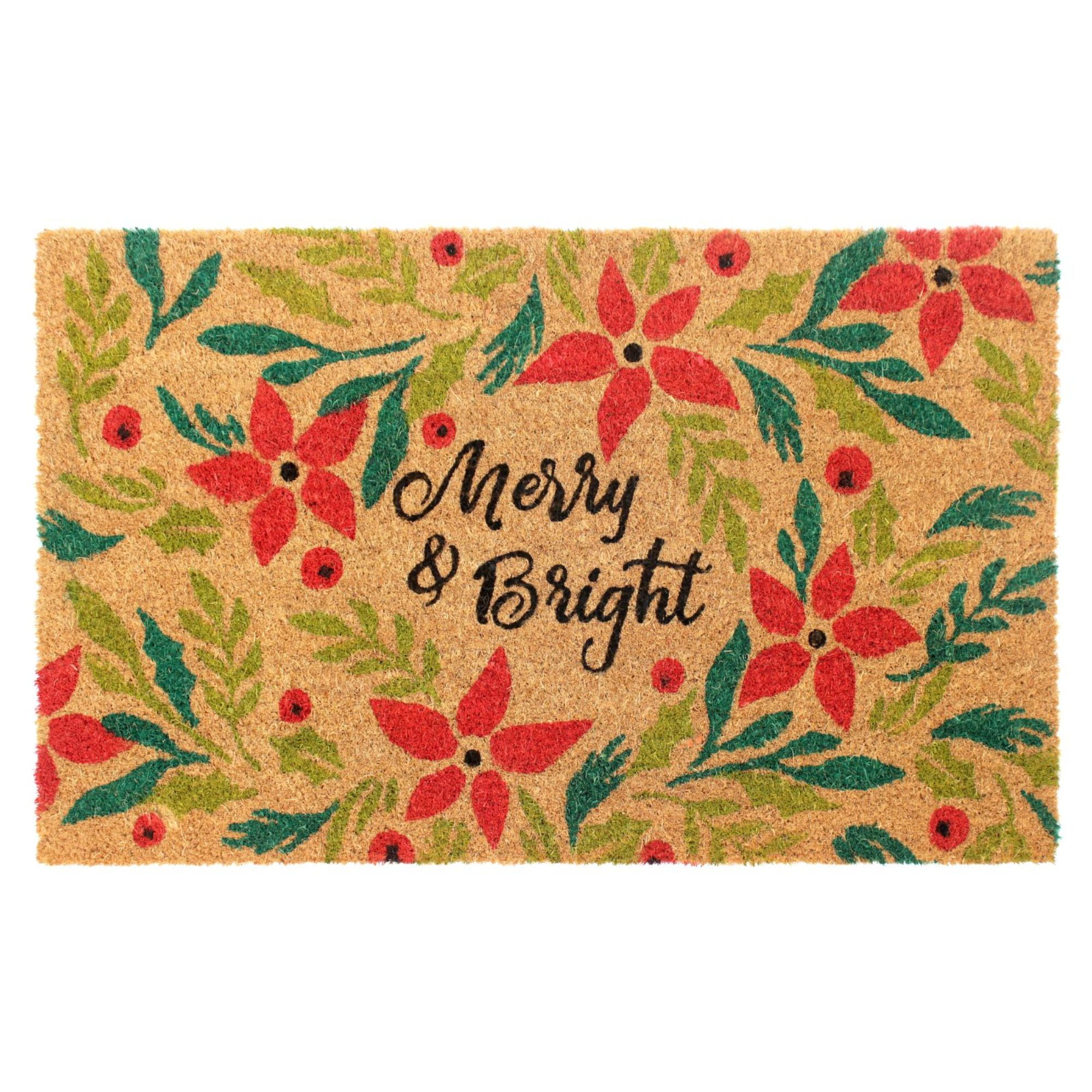 Rugsmith Red Machine Tufted Holiday Merry & Bright Doormat, 18' x 30'