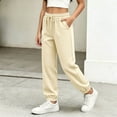 thumbnail image 4 of Teen Girls Waffle Knit Sweatpants High Waisted Lounge Pants with Pockets Drawstring Elastic Cuff Comfortable Loose Joggers for Casual Sleepwear, 4 of 8