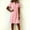 Pink, variant on QUNYINEY Casual Summer Dresses for Women Short Sleeve Faux Cotton Linen Mini A Line Dress V Neck Loose Fit Solid Button Dresses