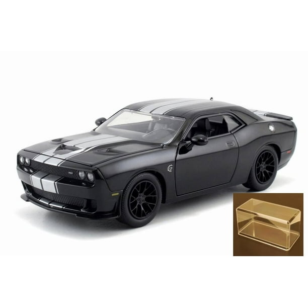 Diecast Car & Accessory Package - 2015 Dodge Challenger SRT Hellcat, Black w/ Grey - JADA Toys