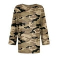 thumbnail image 4 of SAATLERI 3/4 Length Sleeve Womens Tops 2025 Summer Print Round Neck Camo Shirts Loose Fit Casual Three Quarter Sleeve Tshirts Tunic Blouses, 4 of 5