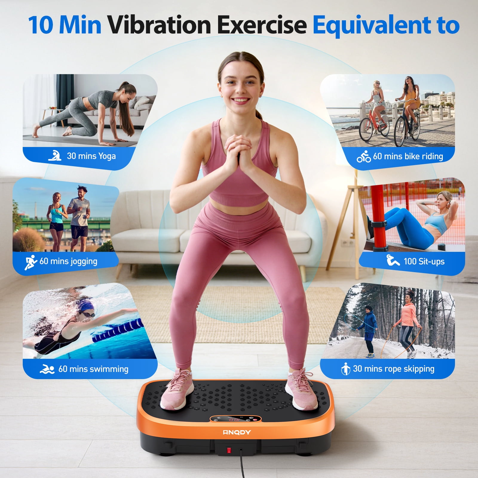 Anqdy Vibration Plate Exercise Machine for Lymphatic Drainage Full Body Vibrating Plate for Home Exercise Gym,450lb Capacity