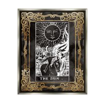Stupell Industries Patterned Sun Tarot Landscape Painting Gray Floater Framed Canvas Art Print Wall Art, 17 x 21