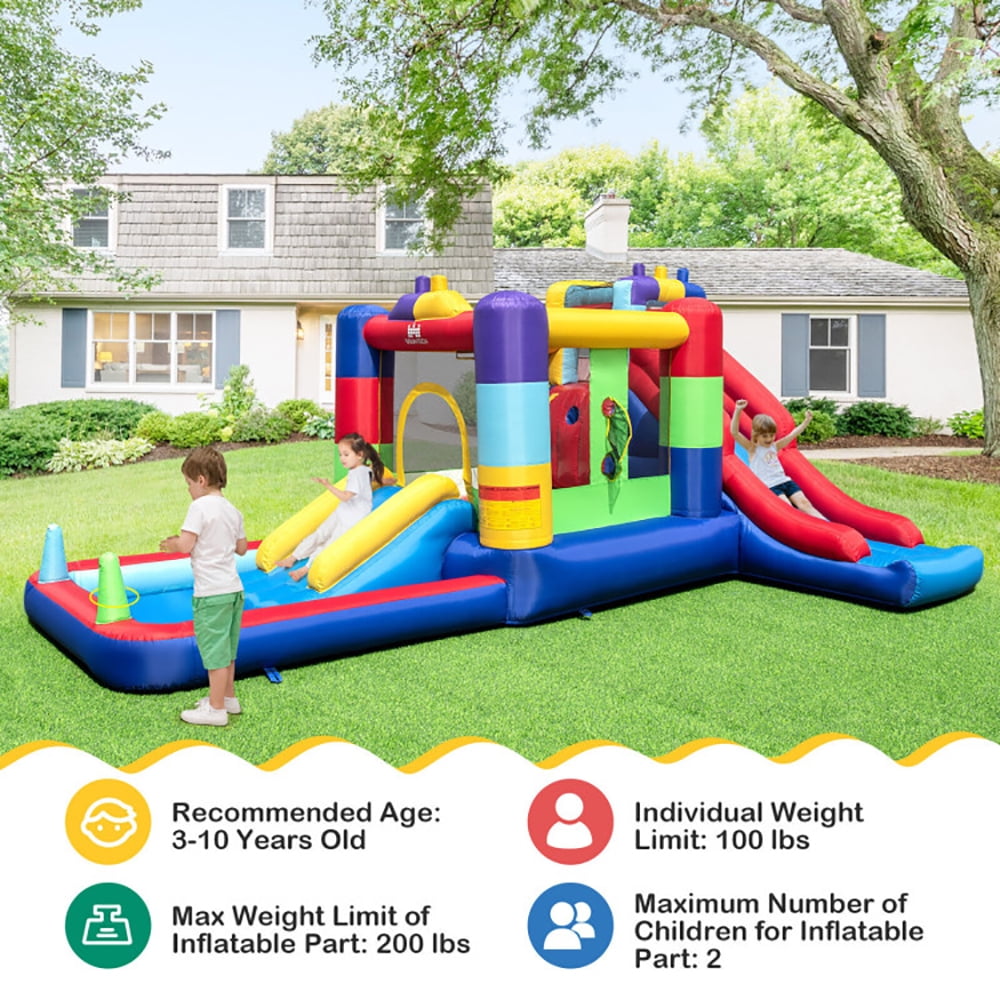 Aimee Lii Inflatable Bounce House with 680W Blower and Ball Pit, Playhouse for Kids Outdoor