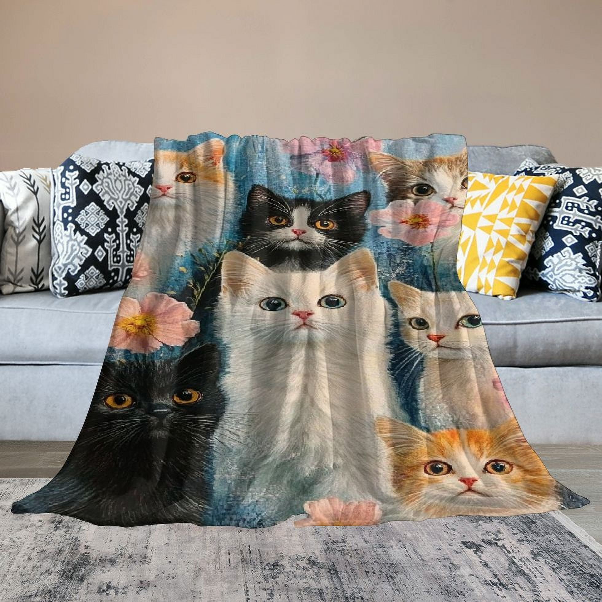 Patifu Cat Blanket,Cat Lover Gifts for Women,Kitty Blanket Gifts for Cat Lovers,Kitten Blanket Throw for Bedroom Sofa Couch Cat Gifts for Girls  s Cat Lover Gift Blanket 50x60in