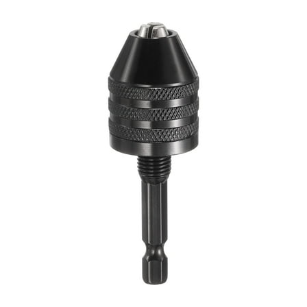 Keyless Drill Chuck 1/4" Hex Shank Chuck Conversion Adapter 0.012"-0.3" Quick Change for Round-Shank Cordless Screwdrivers Drills Power DIY Tools, Black